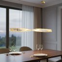 Ver imagem 3 de Lustre Pendente Cristal Vougue Linear Dourado Led Luz Quente