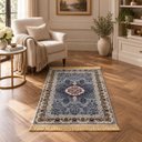Ver imagem 2 de Tapete Persa Royal Cinza 100x150cm Fio Acetinado - Decoração para Quarto e Sala