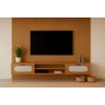 Estante Home para Tv Suspenso + Painel Grande Ripado Mdf:nature - 3