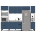 Ver imagem 2 de Cozinha Meena 5 Peças 310cm Armários Aéreos Torre Quente Paneleiro Balcão Branco/Azul 250056