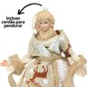 Jogo 3 Anjos Decorativo Natal Pendente Rústico Bege Estampado Renas 17cm - Noel Decor - 4