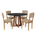 Ver imagem 1 de Mesa de Jantar Redonda Montreal Pret/nor com 4 Cadeiras Estofadas Ella Bege