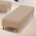 Ver imagem 2 de Puff Decorativo Sala de Estar Bali W01 Pés Palito 210x60cm Linho Bege Escuro - Lyam Decor
