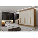 Ver imagem 1 de Guarda Roupa Casal 6 Portas 8 Gavetas - Himalaia-cumaru/fendi- Móveis Novo Horizonte