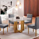 Ver imagem 2 de Conjunto Sala de Jantar 4 Lugares Paris Mesa Quadrada Veludo Cinza - Móveis Mix