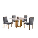 Ver imagem 3 de Conjunto Sala de Jantar 4 Lugares Paris Mesa Quadrada Veludo Cinza - Móveis Mix