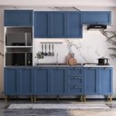 Ver imagem 1 de Armário Cozinha Americana Modulada Completa 260cm 5 Peças com Balcão Multimóveis CR20495 Branco/