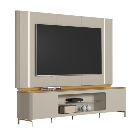 Painel Tv 75 Pol e Rack Bancada 239cm Martan Tauari/off Flex L06 - Mpozenato