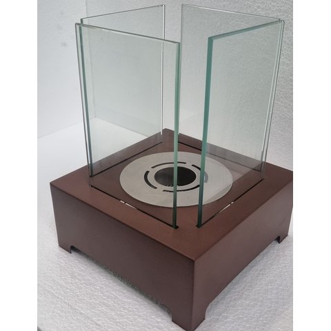 Queimador para Lareira Ecológica Inox com Vidros Completa:marrom