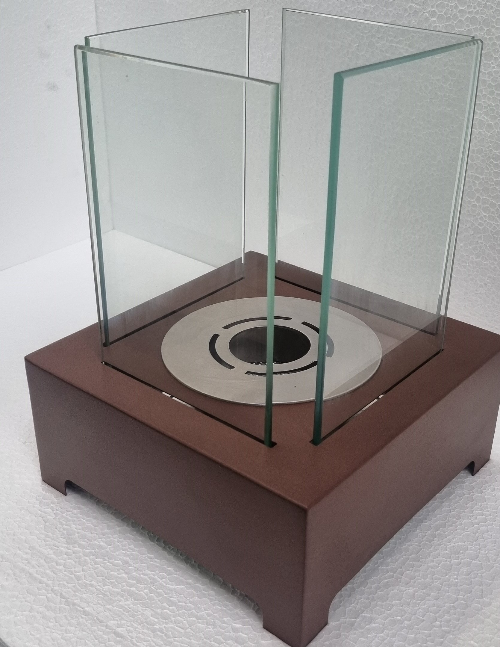 Queimador para Lareira Ecológica Inox com Vidros Completa:marrom - 1