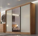 Ver imagem 1 de Guarda Roupa Casal Diamond 3 Portas 8 Gavetas com 1 Porta de Espelho - Cumaru Fendi- Móveis Novo