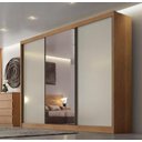 Ver imagem 1 de Guarda Roupa Casal Diamond 3 Portas 8 Gavetas com 1 Porta de Espelho - Cumaru Fendi- Móveis Novo