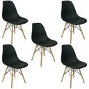 Ver imagem 5 de Conjunto de Mesa de Jantar Eames Eiffel Redonda 120cm Tampo de Madeira Preto com 5 Cadeiras Pretas