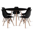 Ver imagem 1 de Conjunto de Mesa de Jantar Eames Eiffel Redonda 120cm Tampo de Madeira Preto com 5 Cadeiras Pretas