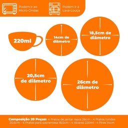 Aparelho de Jantar Oxford Brisa 20 peças 5903 - 6
