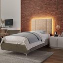 Ver imagem 6 de Cabeceira Estofada Iluminação Led Glow Cama Solteiro 90cm Bouclé Bege