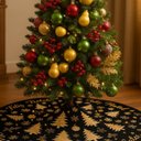 Ver imagem 7 de Saia Tapete Base Árvore de Natal Modelo 4 Decoração Papai Noel Enfeite Natalino Luxo Luvinco