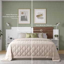 Mesa Cabeceira Extensível Cama Solteiro Casal Queen King Box:branco-branco/canela - 11