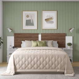 Mesa Cabeceira Extensível Cama Solteiro Casal Queen King Box:branco-branco/canela - 4