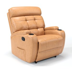 Poltrona do Papai Reclinável em Corino Importado Cor Caramelo Reclinação Manual - Modelo Florença