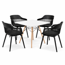 Ver imagem 2 de Conjunto Mesa de Jantar Quadrada 90cm Branco com 4 Cadeiras Marcela Preto