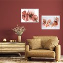 Ver imagem 1 de Kit 2 Quadros Horizontais Flores Terracota 24x18cm:madeira Preta