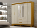 Ver imagem 1 de Guarda Roupa Casal Cali 6 Portas com Pés e Espelho - CHF:Cinamomo/Off