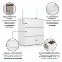 Ver imagem 4 de Cômoda para Quarto 3 Gavetas 90x92cm Condessa Yescasa Branco