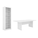 Ver imagem 1 de Escritório com Mesa para Computador Simples com Armário Prateleiras Portas Branco - Fdecor