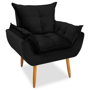 Poltrona Decorativa Opala Pés Palito Veludo Preto Chamby Móveis