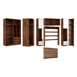 Guarda Roupa Casal de Canto com Espelho Nogueira Dourado com Branco Mat Prime Luciane Móveis - 2