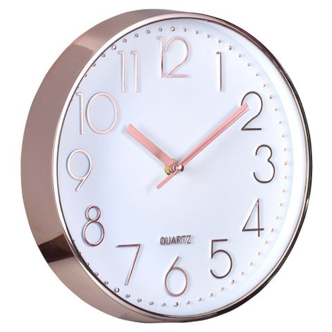 Relógio de Parede 25 Cm Decorativo Rosê Gold Rel-803 Pgb Rose Gold 25 Preto