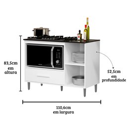 Balcão para Cooktop Cordoba Cor:branco - Balcão para Cooktop - Mizza Decor - 4