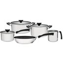 Ver imagem 1 de Jogo de Panelas Tramontina Solar 5 Peças Aço Inox Fundo Tripo Cabo Silicone Caçarolas