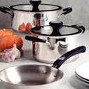 Ver imagem 4 de Jogo de Panelas Tramontina Solar 5 Peças Aço Inox Fundo Tripo Cabo Silicone Caçarolas