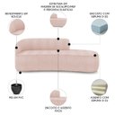 Ver imagem 4 de Sofá 4 Lugares para Sala 220cm Orgânico Wendi Boucle Rose I01 - Mpozenato
