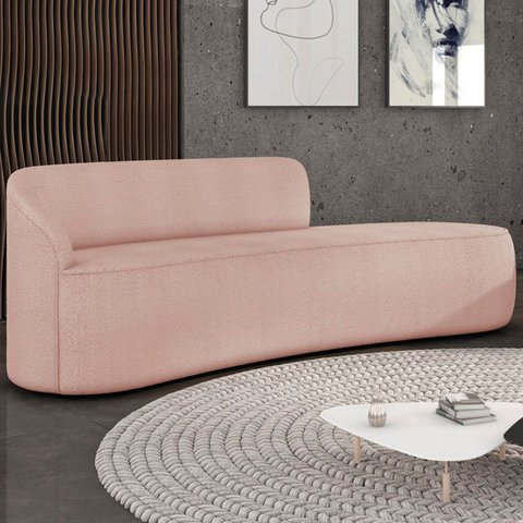 Sofá 4 Lugares para Sala 220cm Orgânico Wendi Boucle Rose I01 - Mpozenato