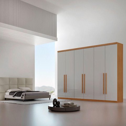 Guarda Roupa Casal Maya 6 Portas e 6 Gavetas Rufato Imbuia/off White/imbuia