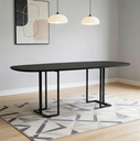Ver imagem 1 de Mesa de Jantar 8 Lugares Retangular Orgânico com Vidro 200cm Pés Industrial Alina N01 Preto - Lyam D