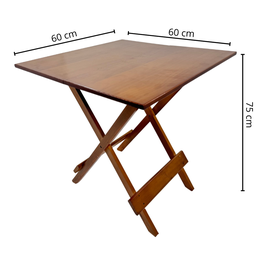 Mesa 60x60 Dobrável Madeira - Reisol Móveis Marrom - 2