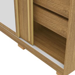 Guarda Roupa Casal Porto 3 Portas Correr 100% Mdf - Ideal para Ambientes Pequenos:nature - 6