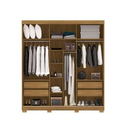 Guarda Roupa Casal Porto 3 Portas Correr 100% Mdf - Ideal para Ambientes Pequenos:nature - 3