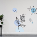 Ver imagem 1 de Adesivo de Parede Decorativo de Parede Folhagem e Detalhes Azul