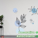 Ver imagem 3 de Adesivo de Parede Decorativo de Parede Folhagem e Detalhes Azul