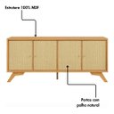 Ver imagem 5 de Balcão 180cm c/ 4 Portas c/ Palha Natural - Carvalho Rose