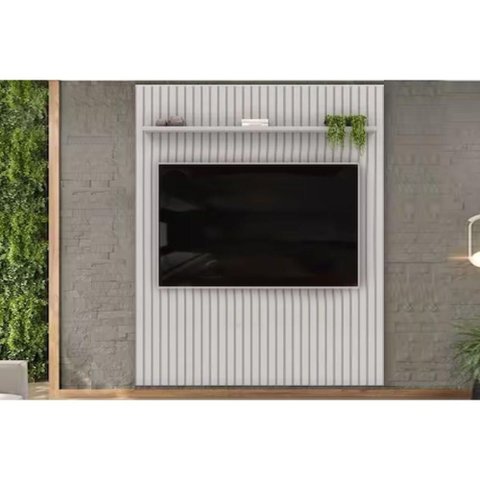 Home P/ Tv até 65 Pol Pratic Ripado C/ 1 Prateleira 183x240cm Bali - Dj Móveis
