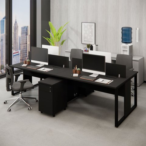 Plataforma 2 Gav. e Divisória 4 Pessoas 2,70m Pre Pés Metal Cor:preto