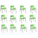 Ver imagem 1 de Kit 12 Cadeira Iso Infantil Creche, Base Cinza Verde Claro