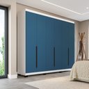 Ver imagem 1 de Guarda-Roupa Casal 6 Portas de Bater Madrid Branco/Azul