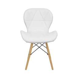 Cadeira Estofada Eiffel Slim Wood Pés de Madeira - Branco - 4